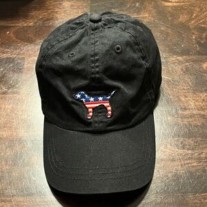 VS Pink Brand Black Cap with American Flag Dog & Pink Logo
